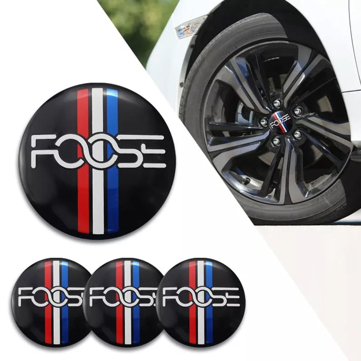 GENERICO - X4 Tapas centro de llantas de auto tunning FOOSE NEGRA  56MM