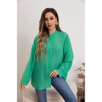 Blusa Mujer Lino Algodón Premium Liviana manga Larga Cuello Mao 8055