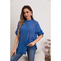 Blusa Mujer Lino Algodón Premium Liviana manga Larga Cuello Mao 8055