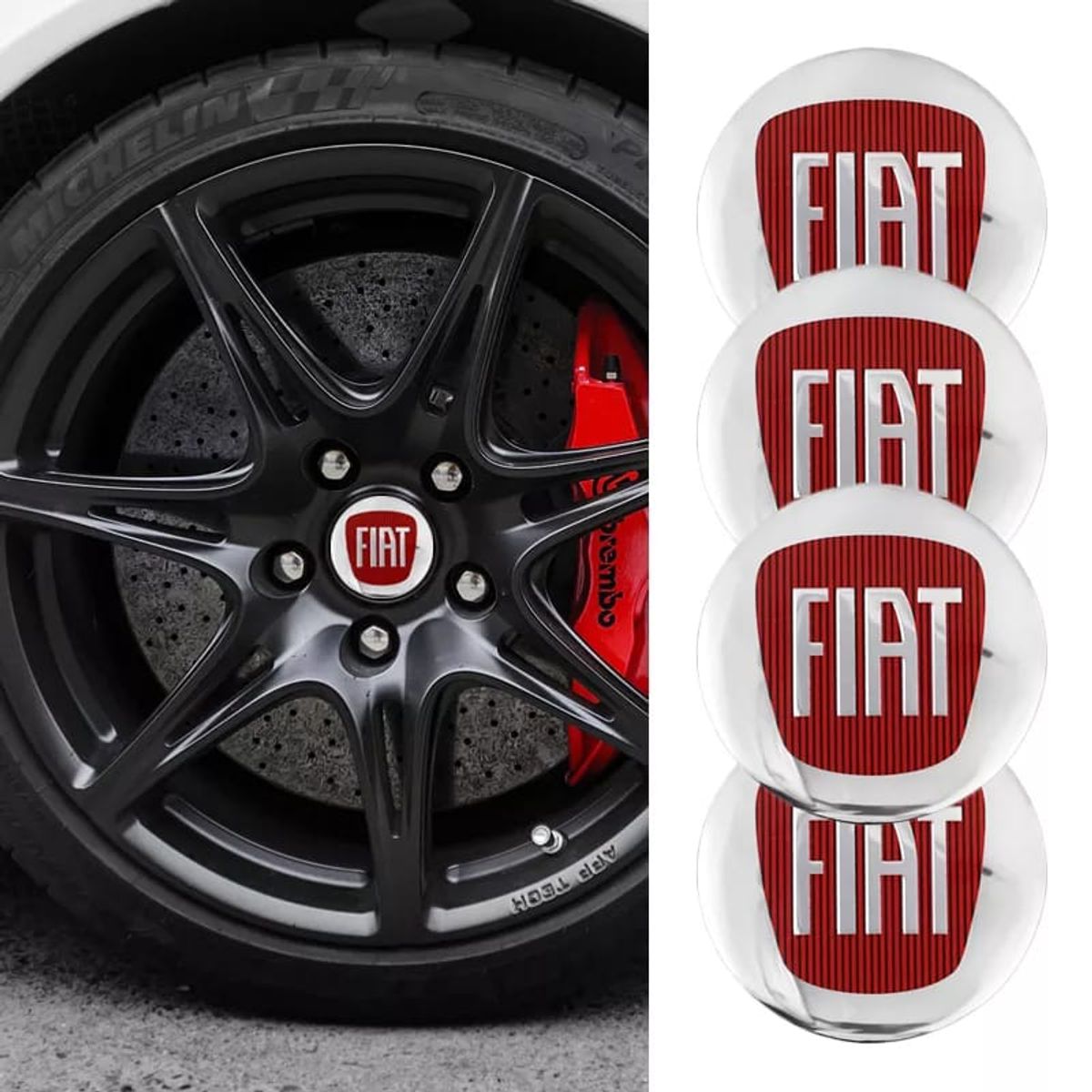 GENERICO - X4 Tapas centro de llantas de auto tunning FIAT PLATA  56MM