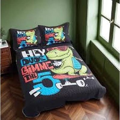 Imagen 2 del producto CUBRECAMA DE NIÑO QUILT DE VERANO DELGADO DISEÑO NEGRO PATIN 1.5 PLAZA 100% ALGODON