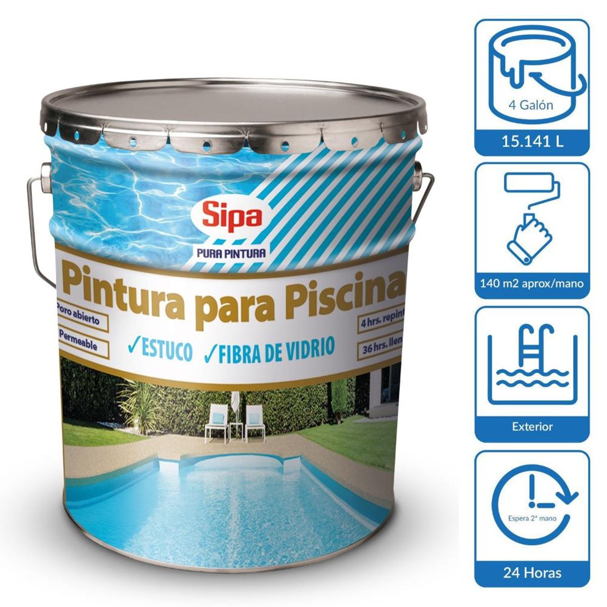 PINTURA SIPA PISCINA AZUL 4GL, marca SIPA - Foto 2