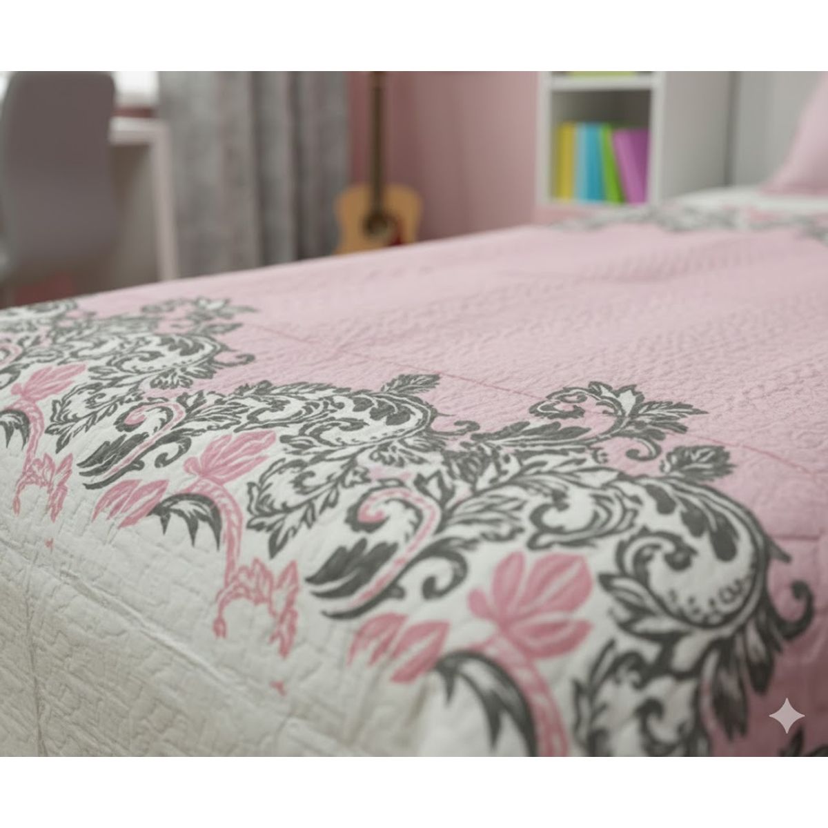 GENERICO - CUBRECAMA QUILT DE VERANO DELGADO DISEÑO CLASICO ROSA 1.5 PLAZA 100% ALGODON
