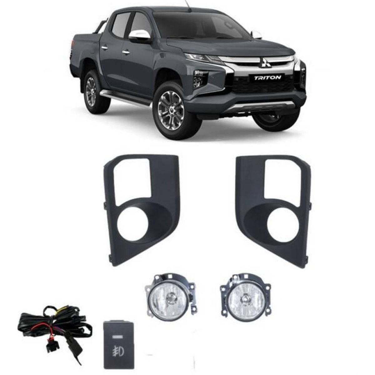 GENERICO - Kit De Neblineros Para Mitsubishi New L200 2019 - 2025 - Negro