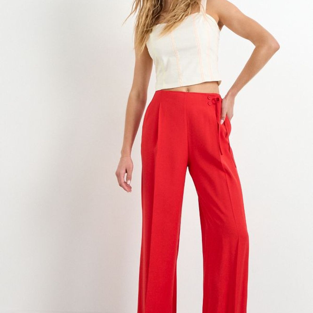 IO - Pantalon Liso Mujer Rojo Io