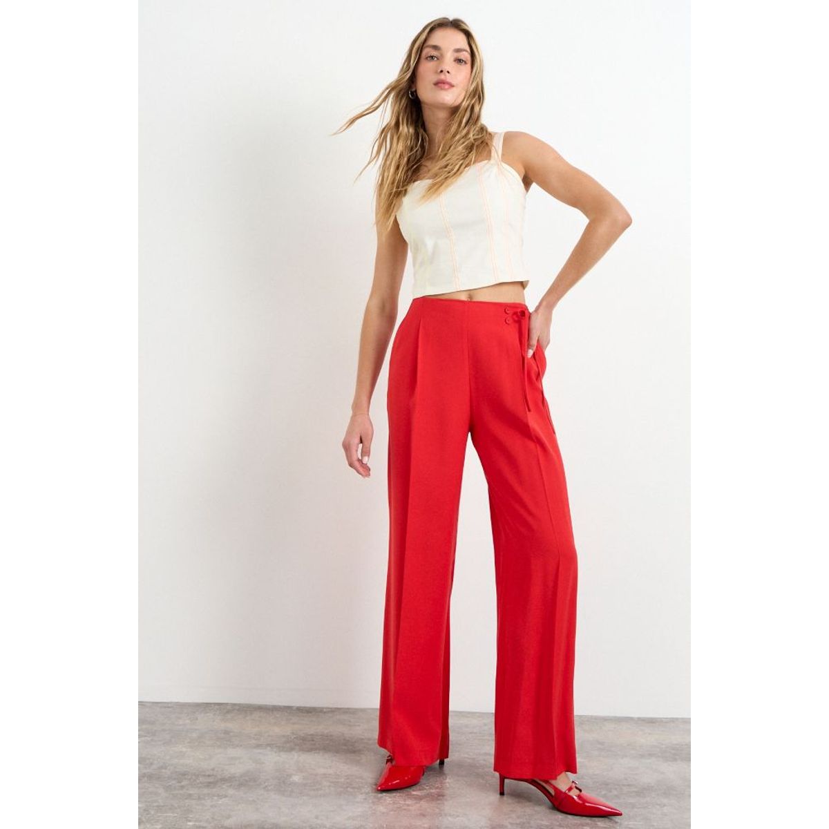 IO - Pantalon Liso Mujer Rojo Io