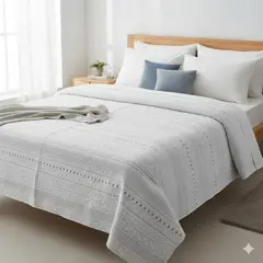 GENERICO - CUBRECAMA QUILT DE VERANO DELGADO DISEÑO MODERNO BLANCO 1.5 PLAZA 100% ALGODON