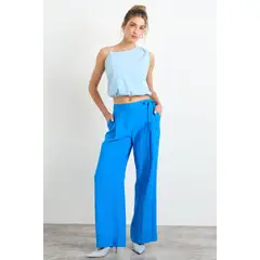 IO - Pantalon Liso Mujer Azul