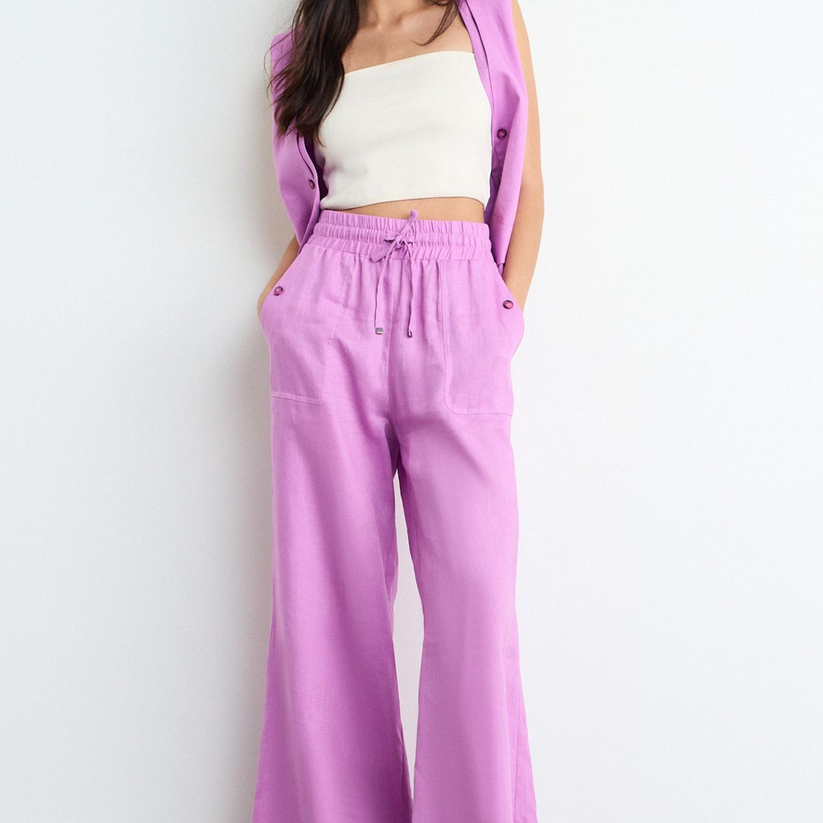 IO - Pantalon Liso Mujer Morado Io