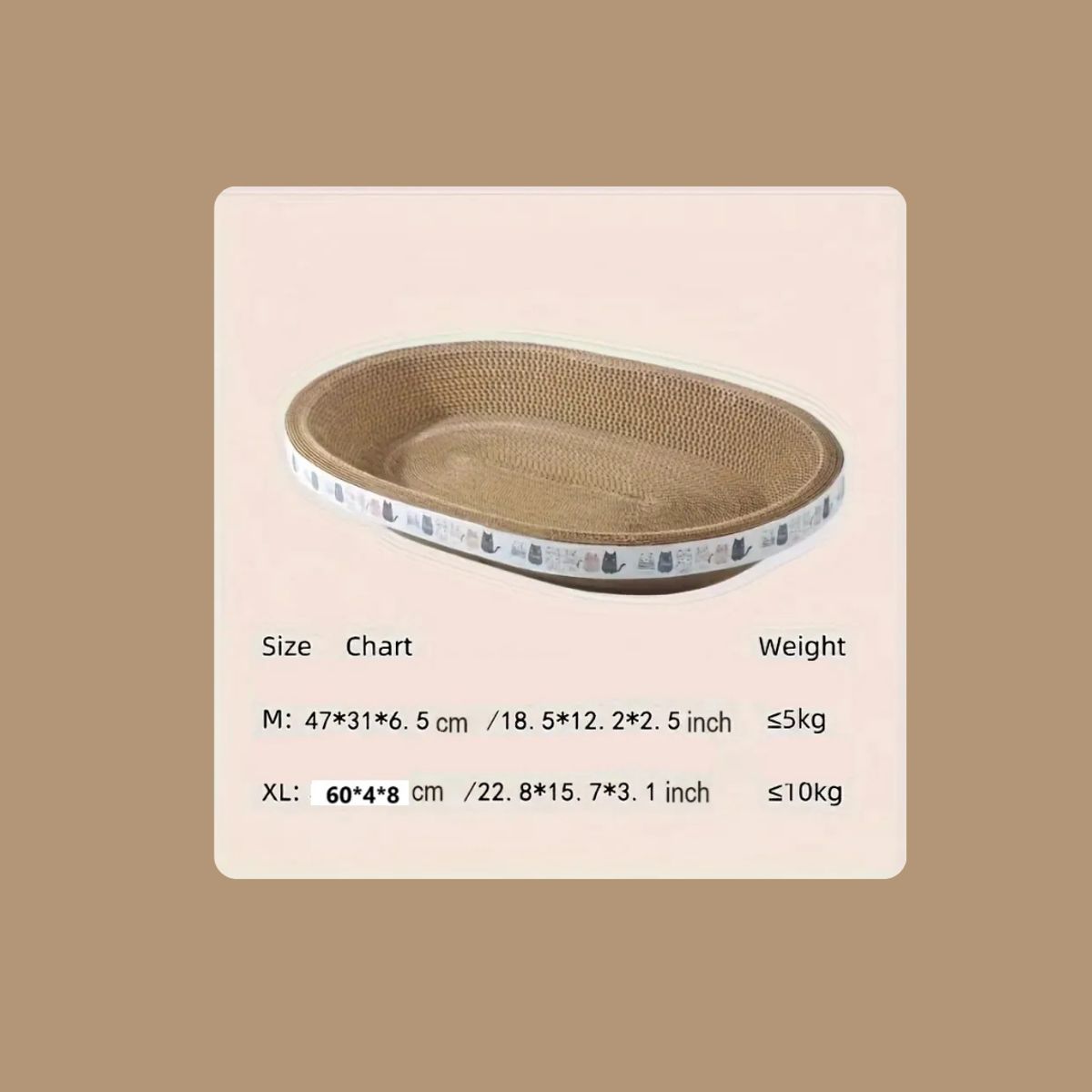 SUKEA - 1pcs Rascador Grande De Cartón Corrugado Para Gatos Oval 60cm