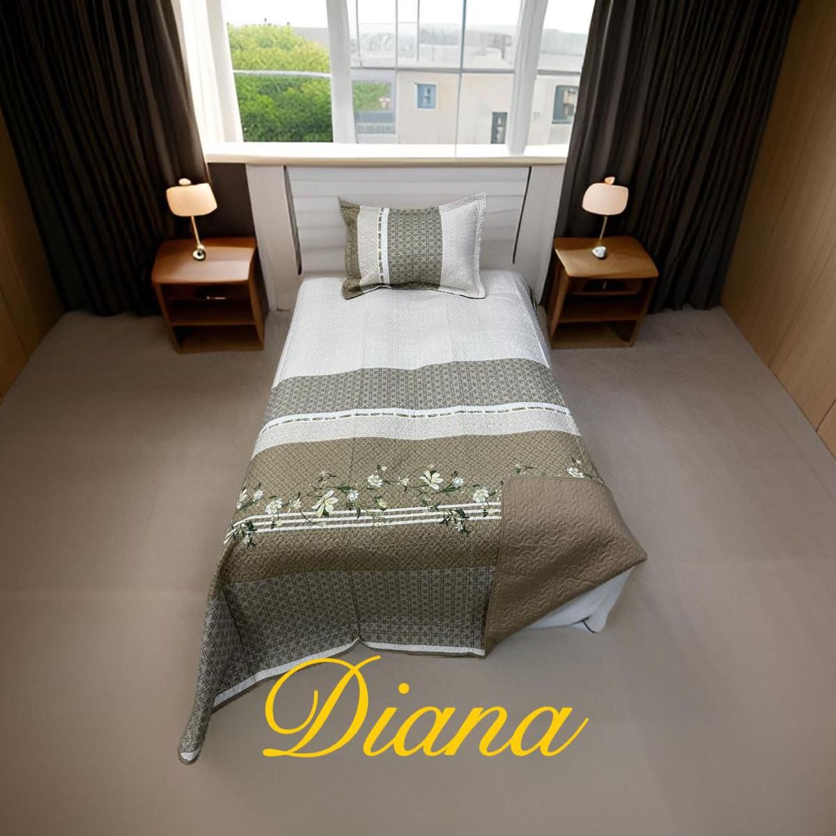 GENERICO - CUBRECAMA QUILT DE VERANO DELGADO DISEÑO VERDE FLOR 2 PLAZA 100% ALGODON