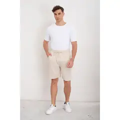 LIKE SHOP - Short Hombre Bermuda Holgado Tipo Lino Pantalon Corto Casual 7148