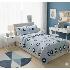 GENERICO - CUBRECAMA QUILT DE VERANO DELGADO DISEÑO CIRCULOS CORAZONES 2 PLAZA 100% ALGODON