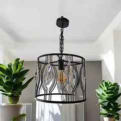 WANT - LAMPARA COLGANTE E27 CON DECORACION EN VIDRIO Y METAL VINTAGE