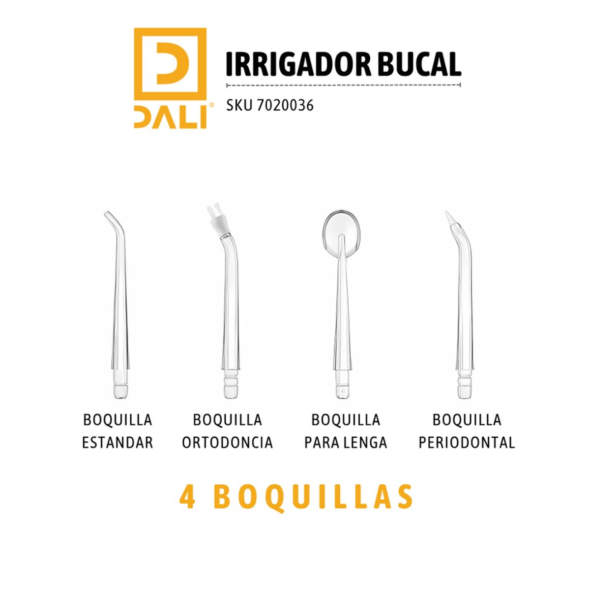 GENERICO - Irrigador Bucal Portátil USB – 3 Modos de Presión y 4 Boquillas