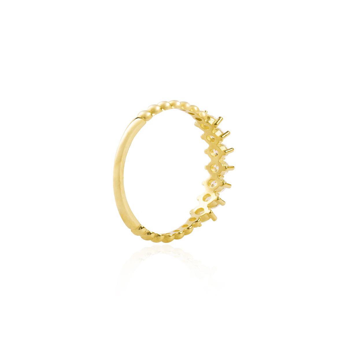 JB JOYAS BARON - Anillo Oro Amarillo 14kt Tiara Siete Circonitas 2MM