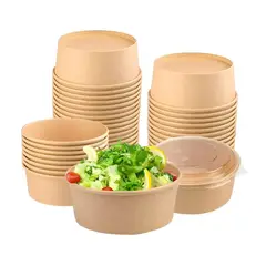 PASTELERIUSCL - X200 Bowl Con Tapa Bowls Plastico Envases Bowl Kraft 750 Cc Bowl Ensalada Bowl Desechable Plástico