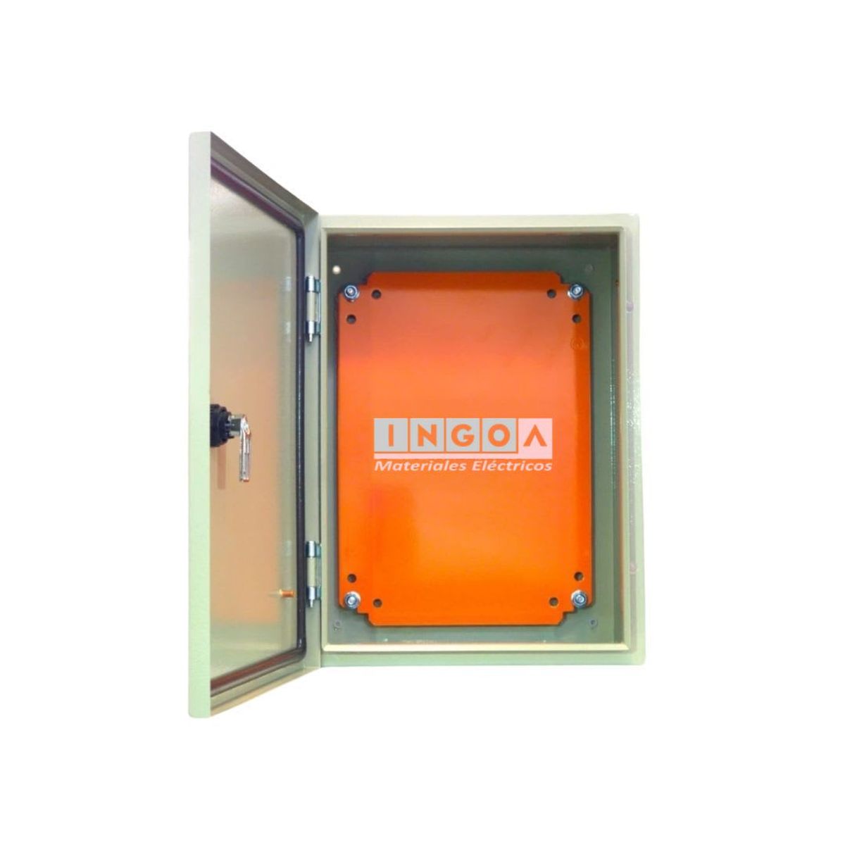 GENERICO - GABINETE TABLERO METALICO 500X400X200MM 1 PUERTA IP65 RAL 7035.