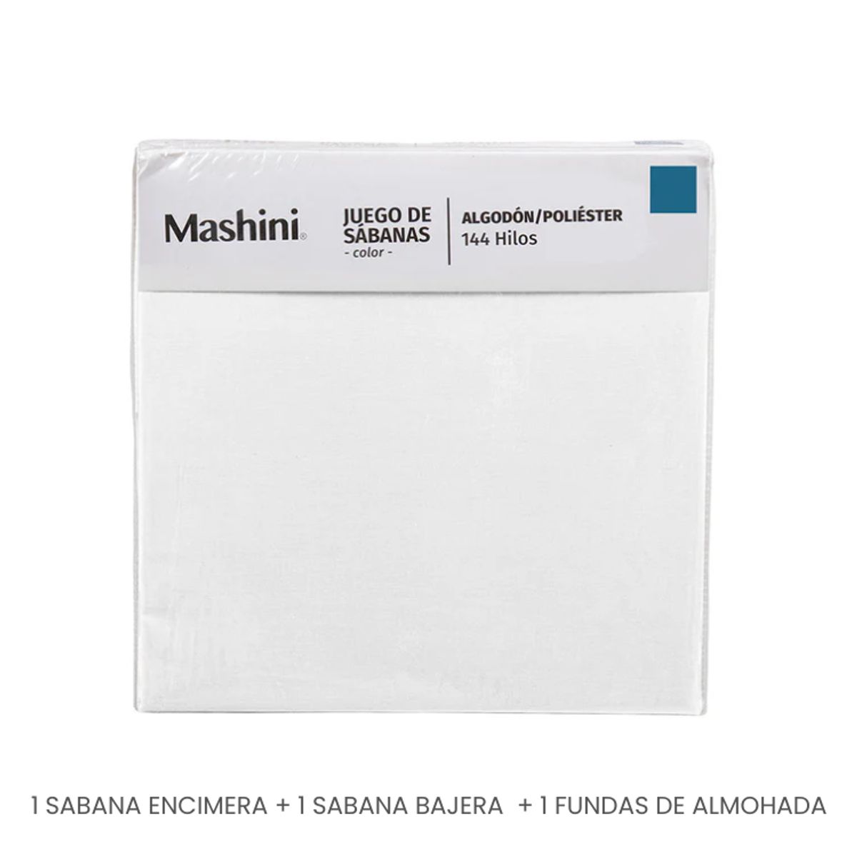 MASHINI - Sábana 144 Hilos Lisa Perla Algodón Poliéster 1,5 Plazas