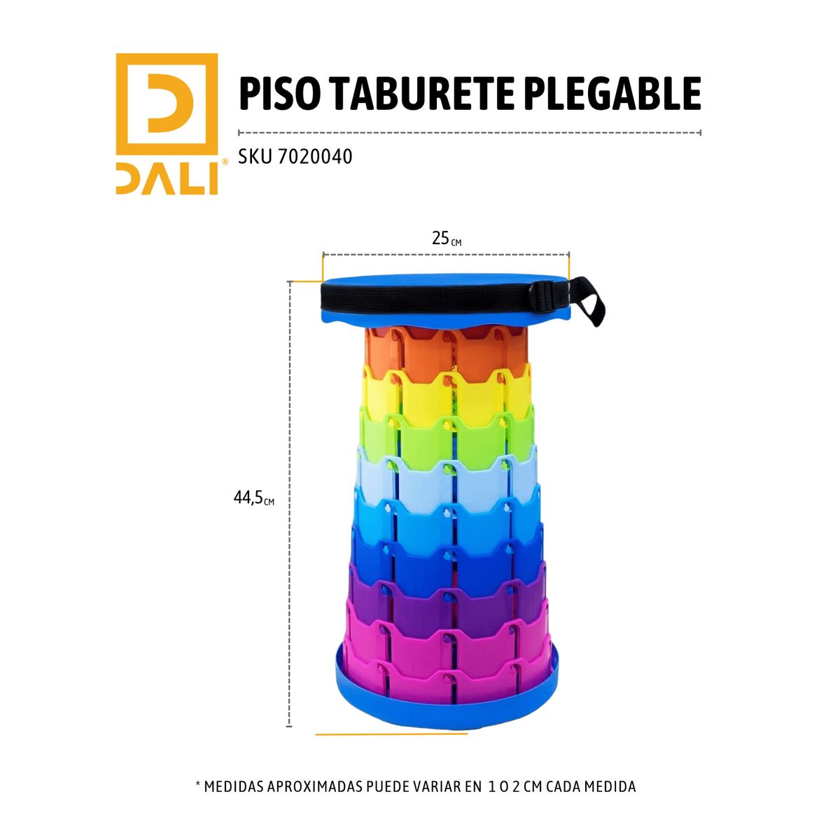 GENERICO - Taburete Plegable Ajustable – Asiento Retráctil 100 kg