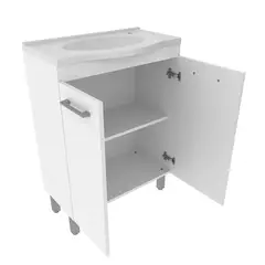 TECNOMOBILI - Mueble de Baño 2 Puertas con Lavamanos Blanco 60x84.3x35 cm
