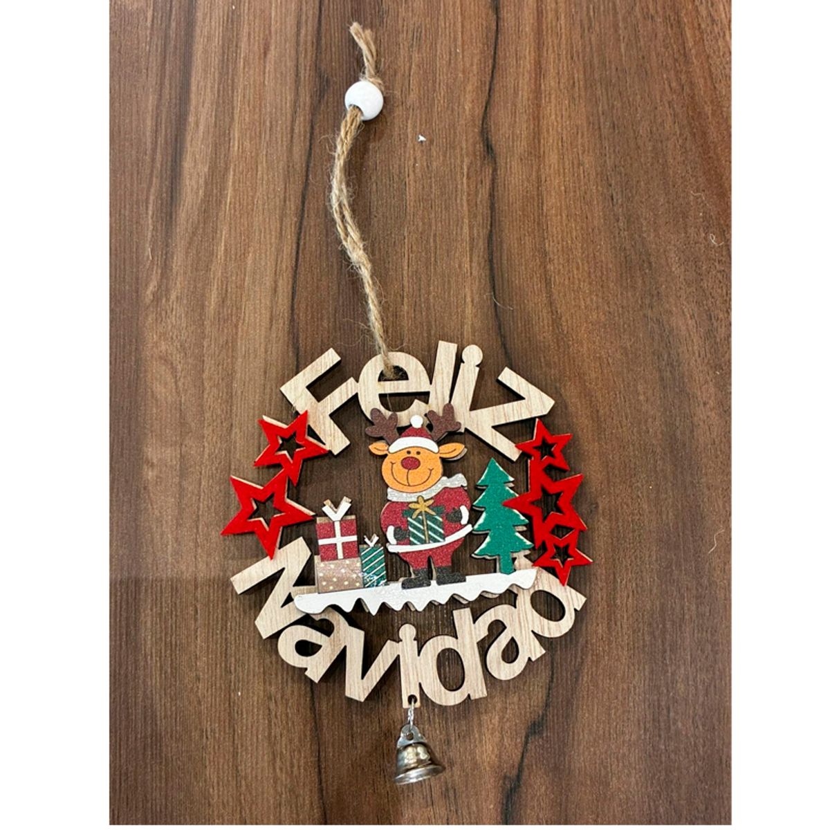 WAKESHOME - Mini decoración Vitange colgantes de madera Navideñas 10 cm