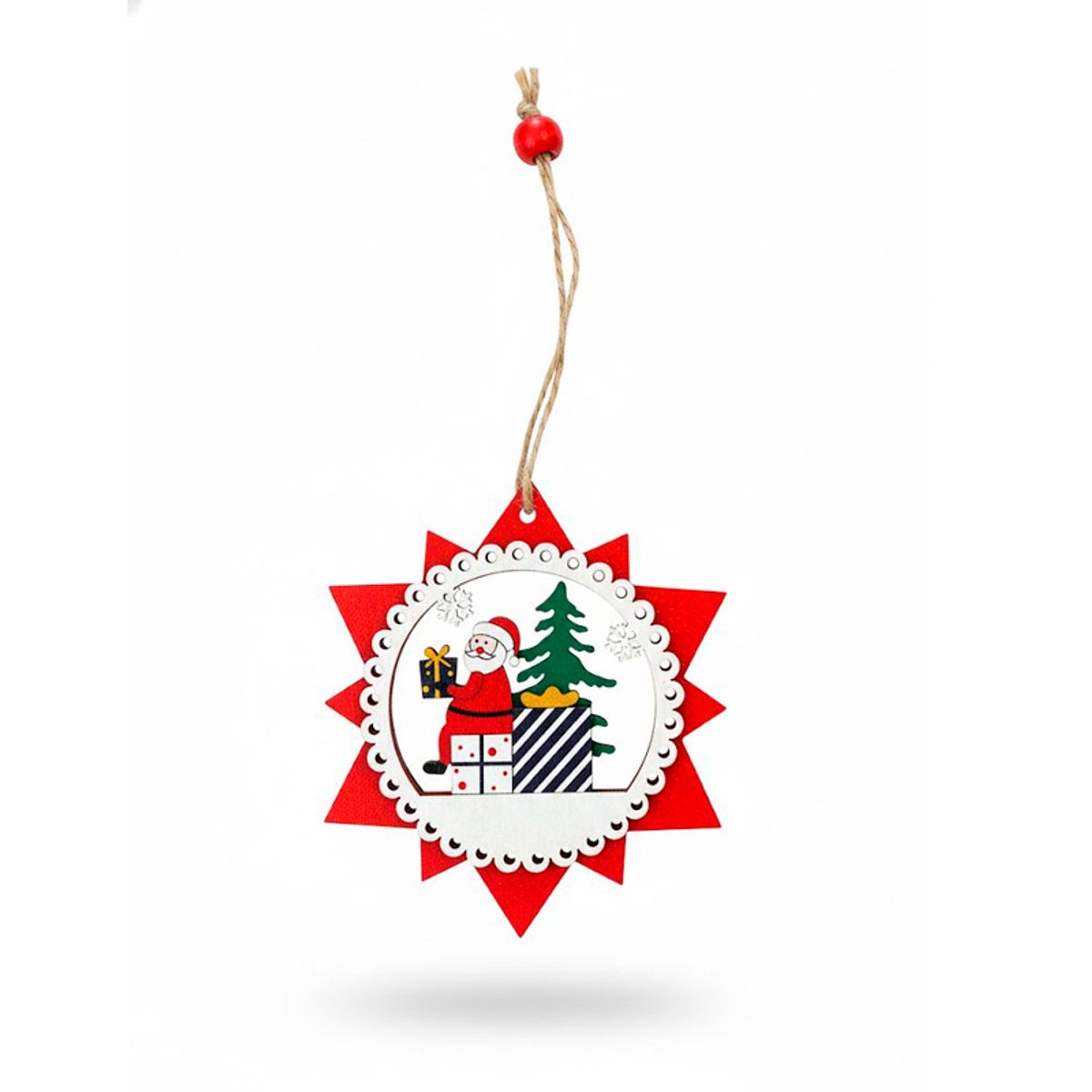 WAKESHOME - Mini decoración Vitange colgantes de madera Navideñas 10 cm