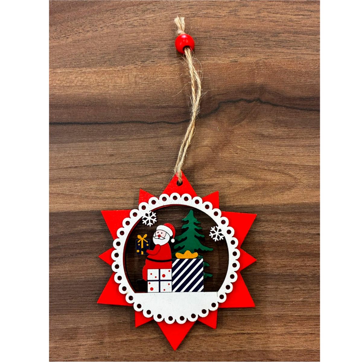 WAKESHOME - Mini decoración Vitange colgantes de madera Navideñas 10 cm