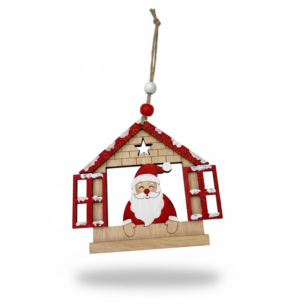 WAKESHOME - Mini decoración Vitange colgantes de madera Navideñas 10 cm