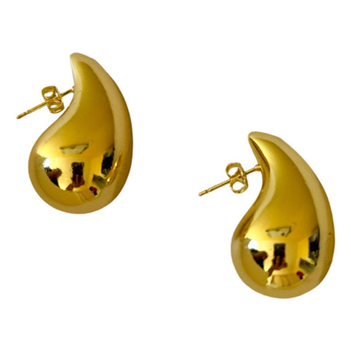 GENERICO - Aros Gotas Medianas Elegantes Baño Oro 18 Kl Regalo
