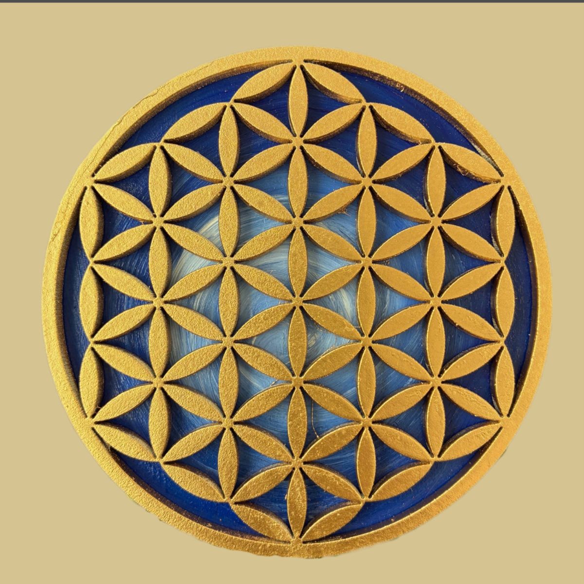 GENERICO - FLOR DE LA VIDA AZUL EN MADERA