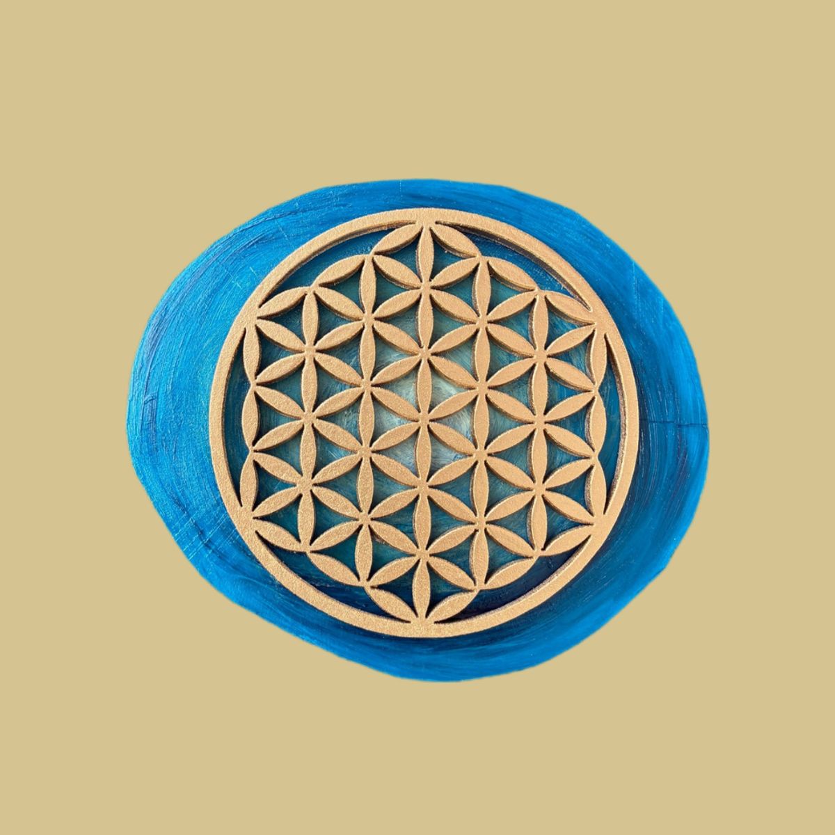 GENERICO - FLOR DE LA VIDA AZUL EN MADERA