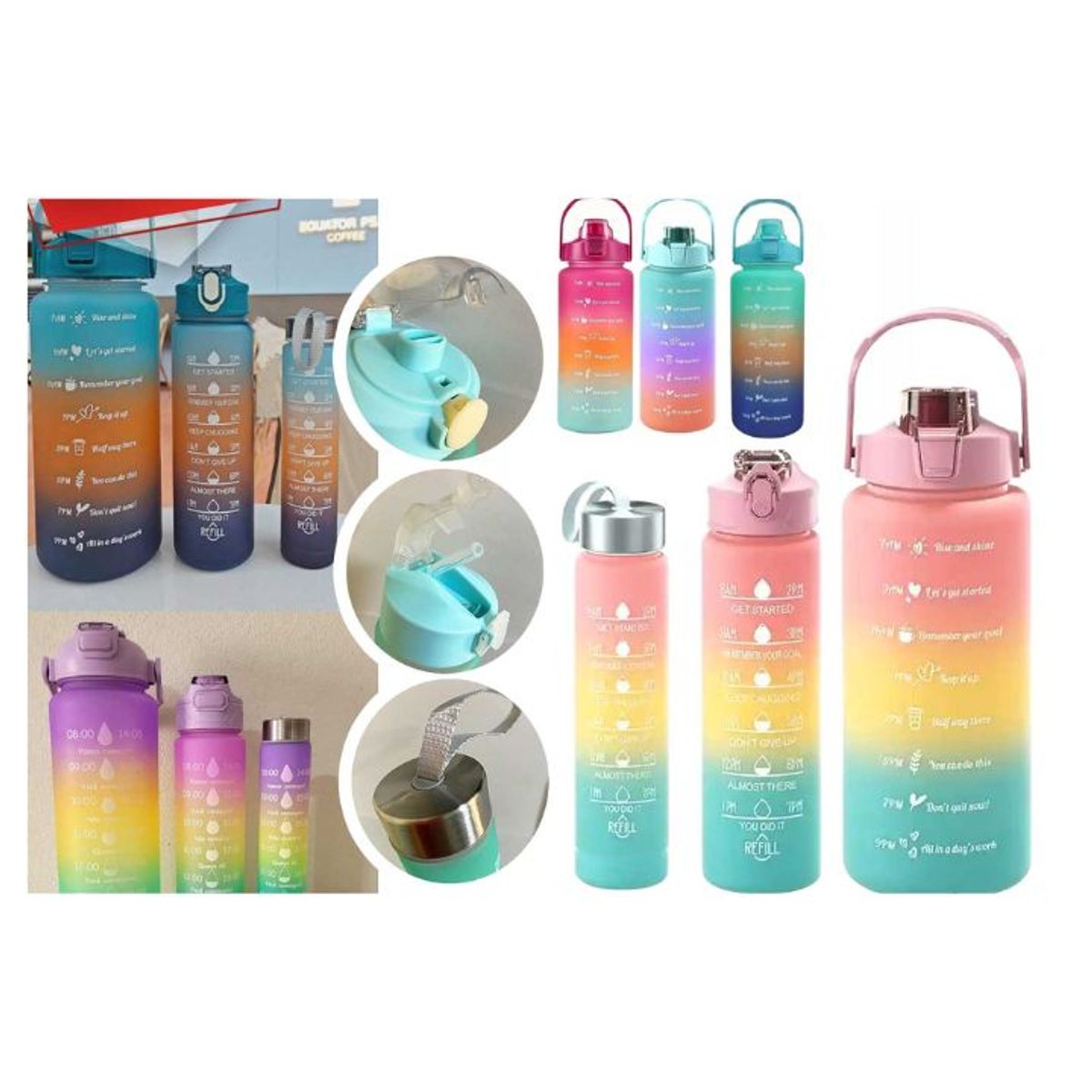 GENERICO - Botellas Motivacionales - Set de 3 Violeta