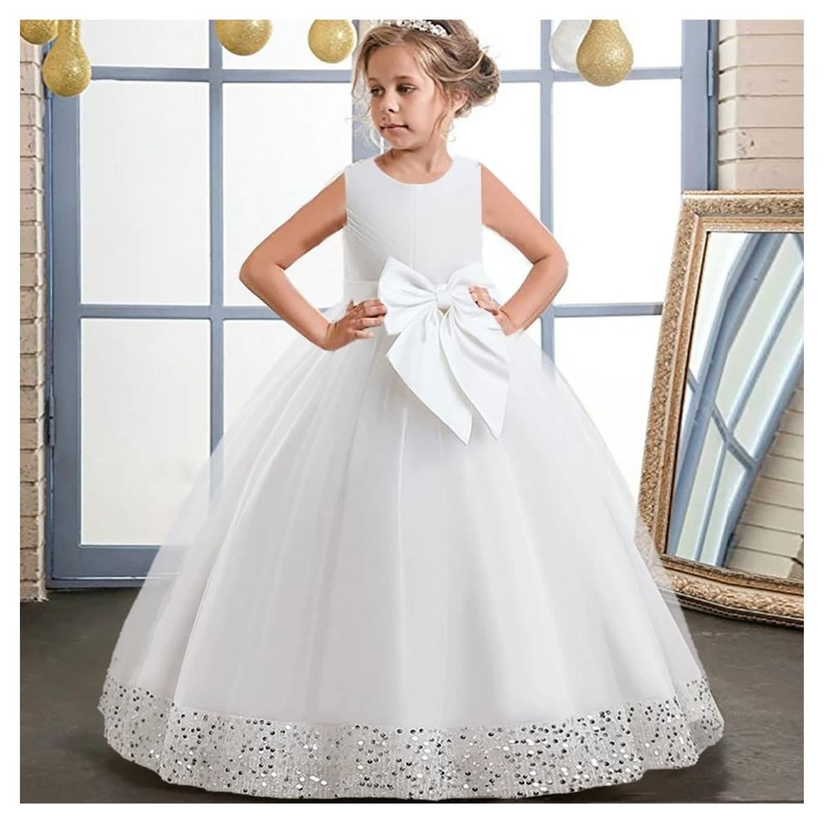 ALMA & DECO - Vestido Primera Comunión Bautizo Paje Boda Mod Elizabeth Blanco
