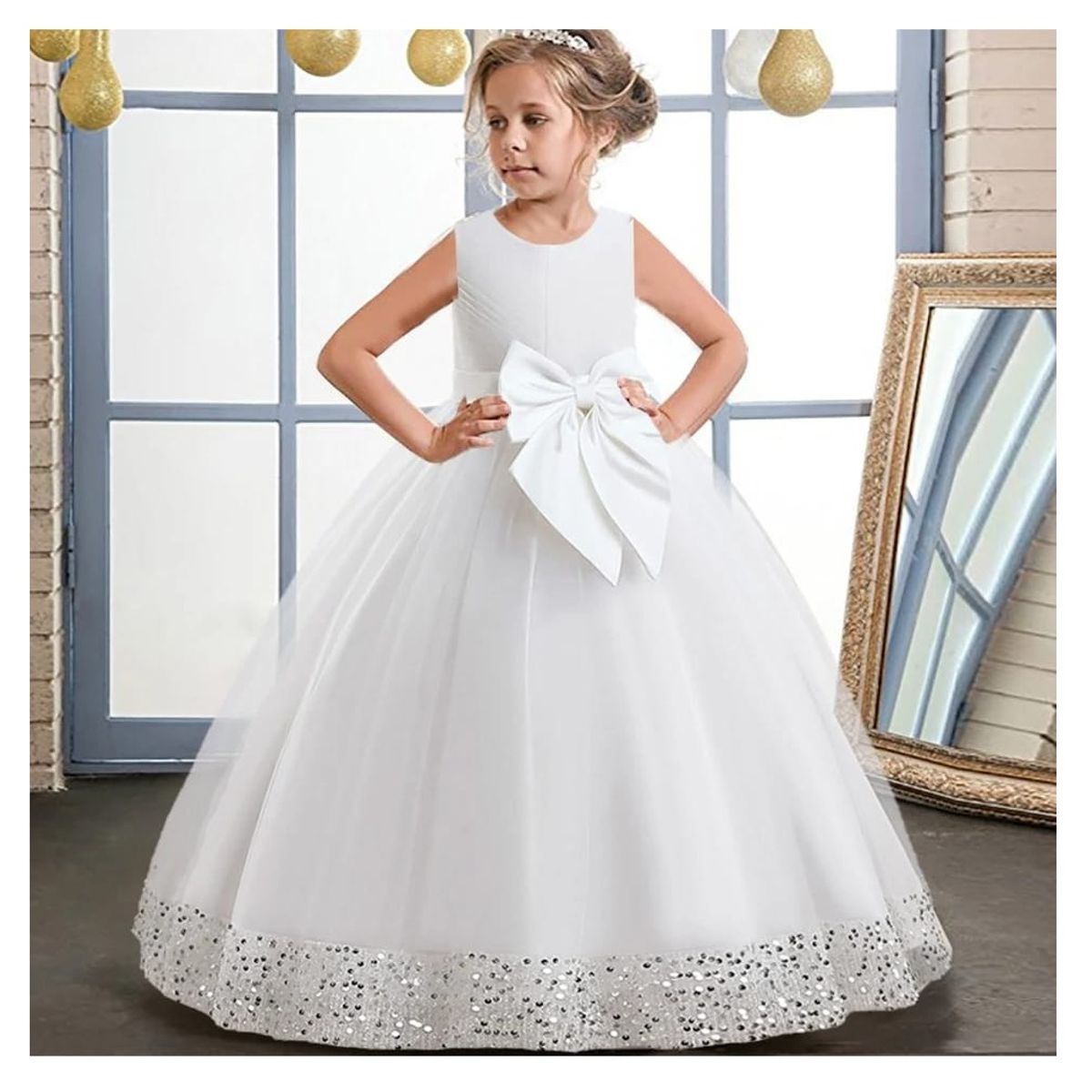 ALMA & DECO - Vestido Primera Comunión Bautizo Paje Boda Mod Elizabeth Blanco