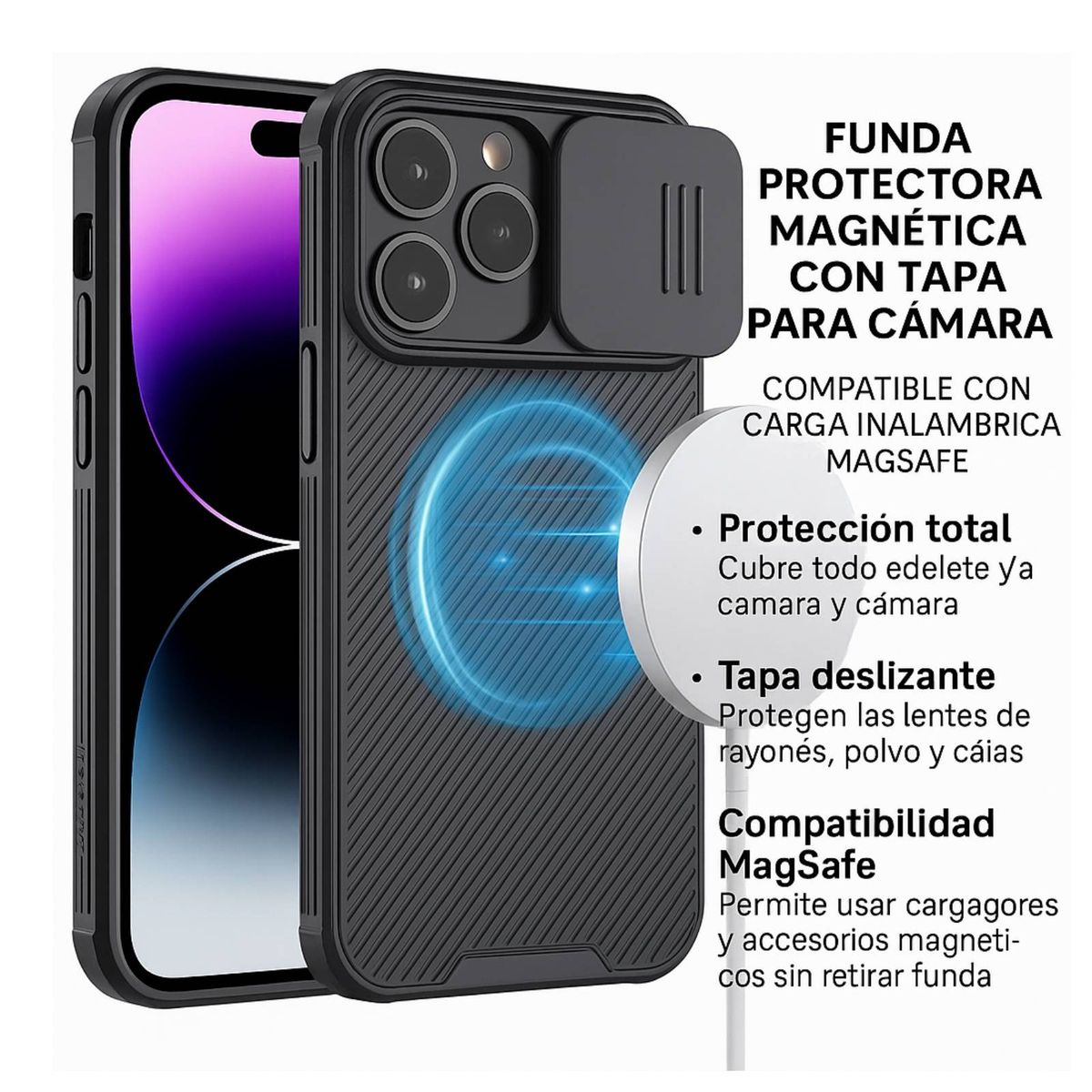 GENERICO - Carcasa Funda Con Protección De Camara Para iPhone 14 Azul