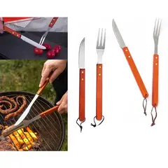 GENERICO - Set Parrillero de 37cm - 2 pcs Mango de Madera