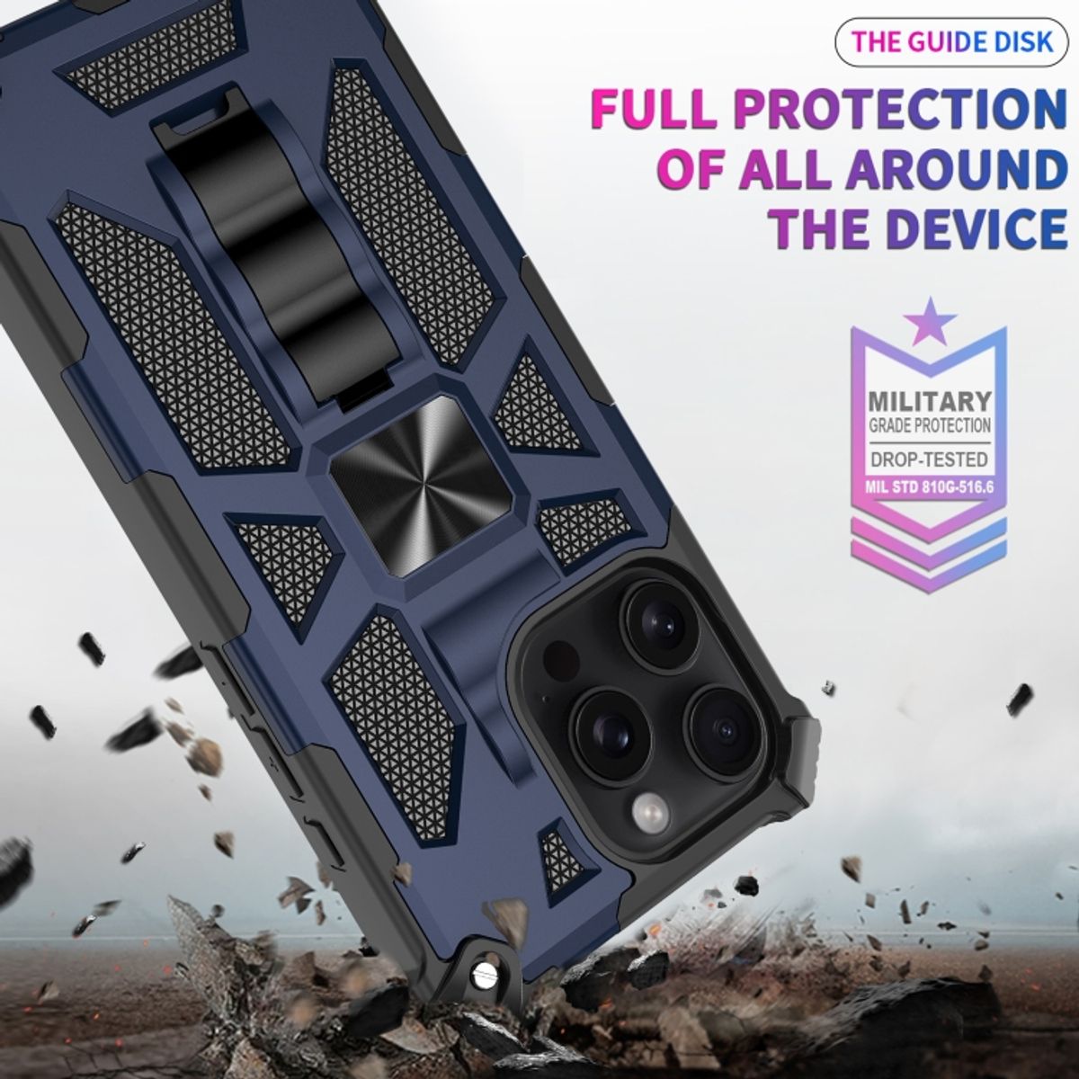 GENERICO - Carcasa para Antigolpe Reforzada para iPhone 16 Pro Max - Azul