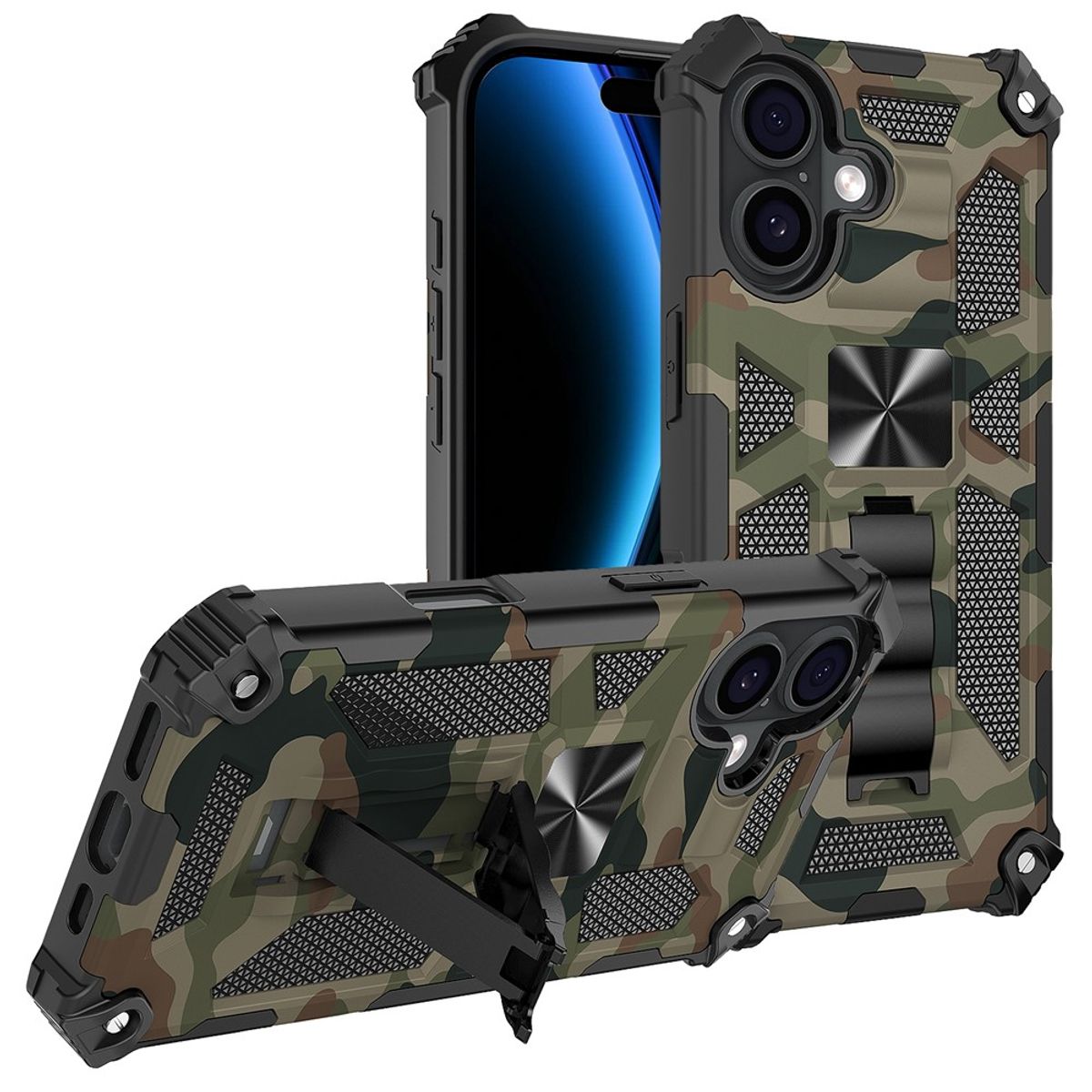 GENERICO - Carcasa para Antigolpe Reforzada para iPhone 17 - Verde Camuflaje