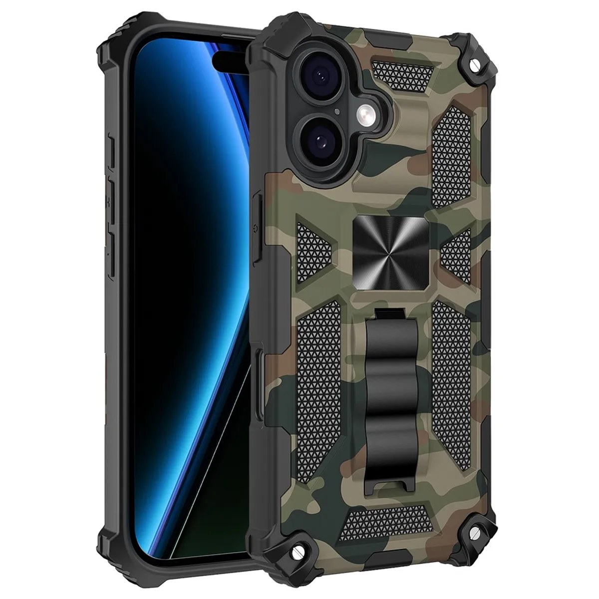 GENERICO - Carcasa para Antigolpe Reforzada para iPhone 17 - Verde Camuflaje