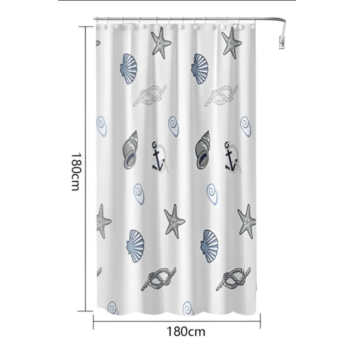 GENERICO - Cortina de ducha con estampado conchas y estrellas de mar
