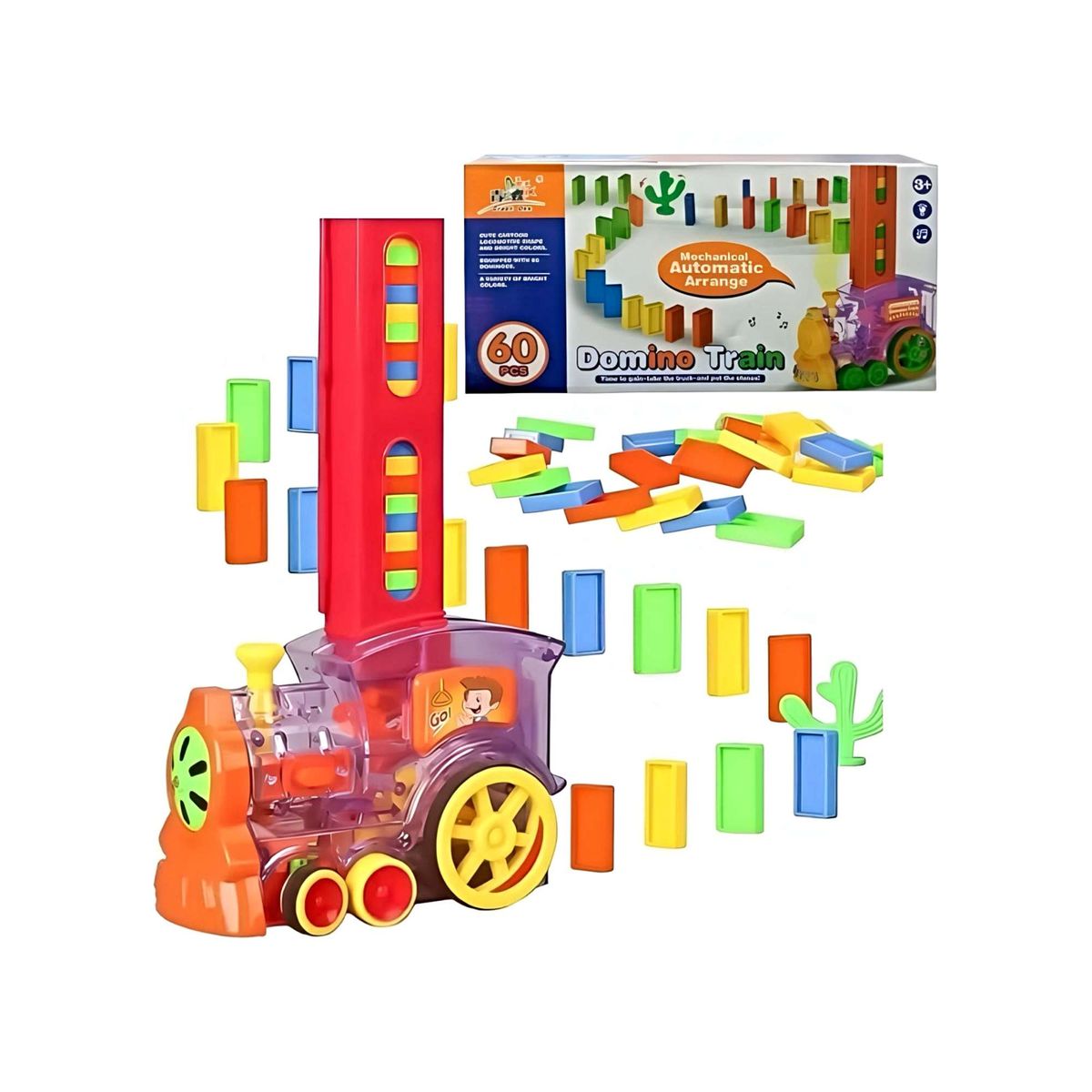 GENERICO - Juego  infantil de tren de dominó luz y sonido 80 piezas