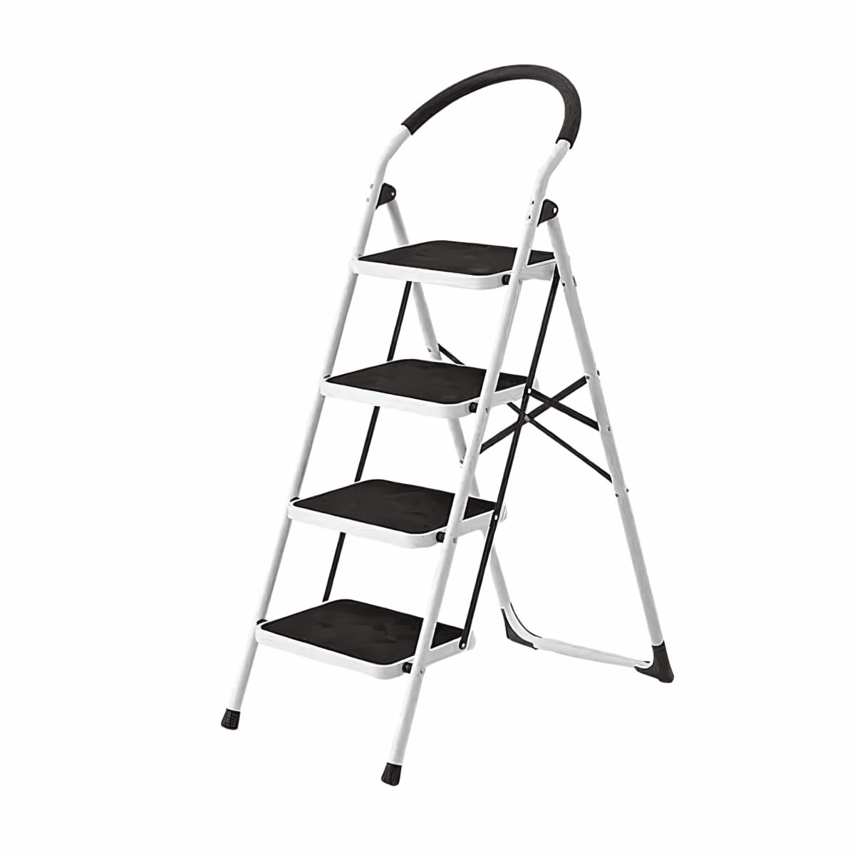 GENERICO - Escalera Plegable 3 Peldaños – Metal Resistente 150 kg Blanco