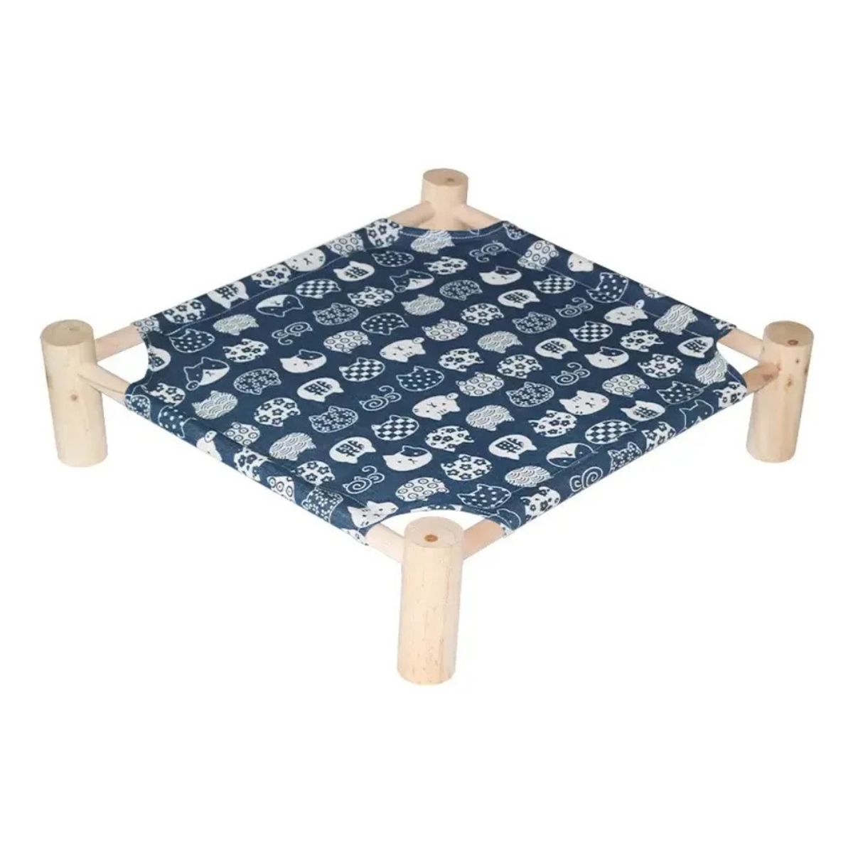 SUKEA - Cama Elevada Altura Refrescante Estampado Para Mascotas Azul Gatito