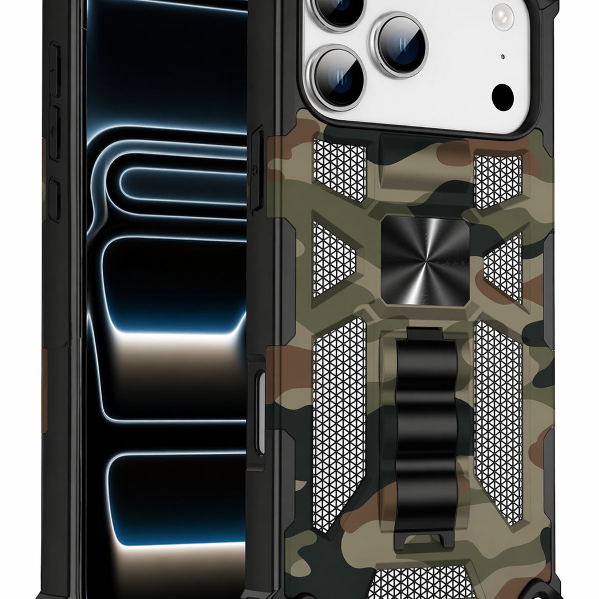 GENERICO - Carcasa para Antigolpe Reforzada para iPhone 17 Pro Max - Verde Camuflaje
