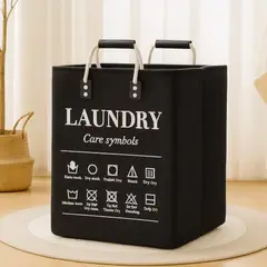 GENERICO - Cesta Canasto para ropa sucia Diseño Deluxe Negro