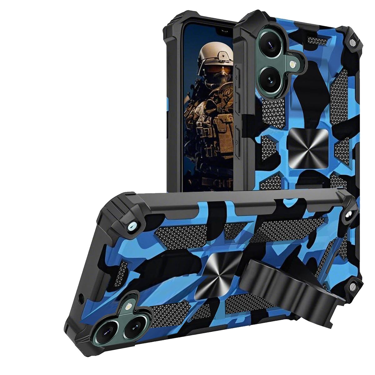GENERICO - Carcasa para Samsung A07 Antigolpe Reforzada - Azul Camuflaje