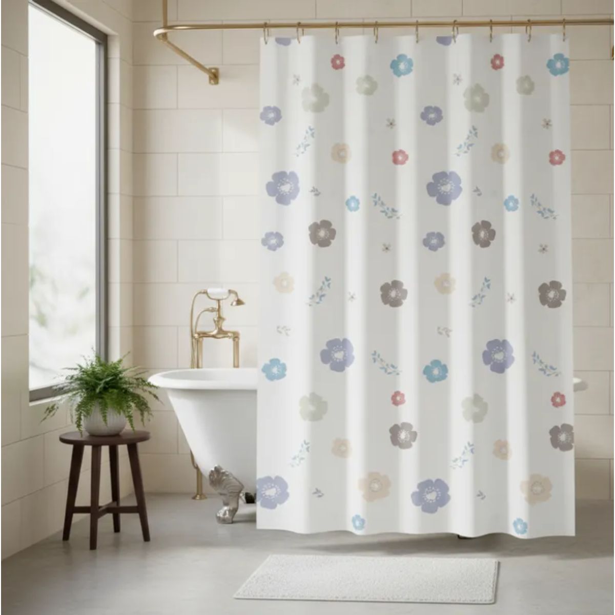GENERICO - Cortina de ducha con estampado de Flores