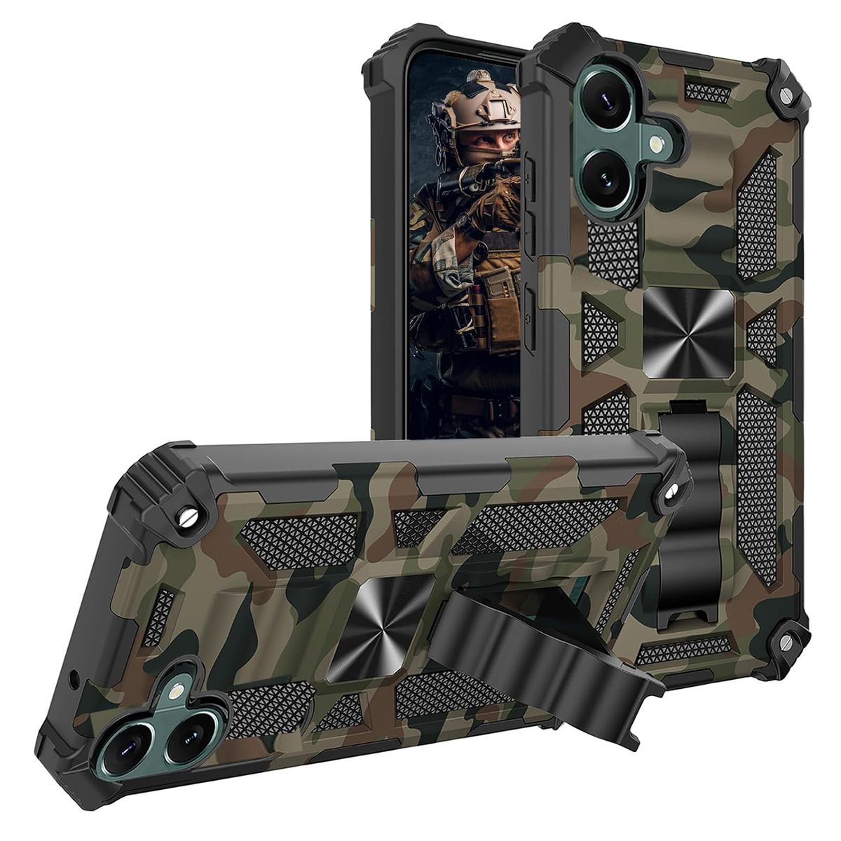 GENERICO - Carcasa para Samsung A07 Antigolpe Reforzada - Verde Camuflaje