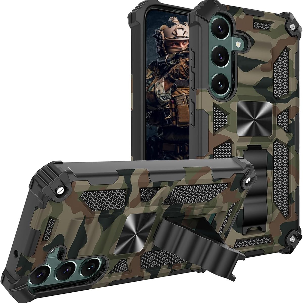 GENERICO - Carcasa para Samsung A17 5G Antigolpe Reforzada - Verde Camuflaje